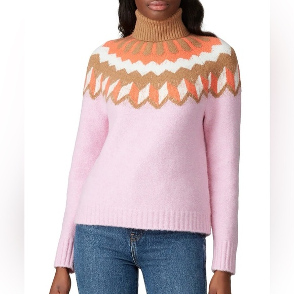 NWT J. Crew Supersoft Fair Isle Turtleneck Pink - Picture 1 of 7
